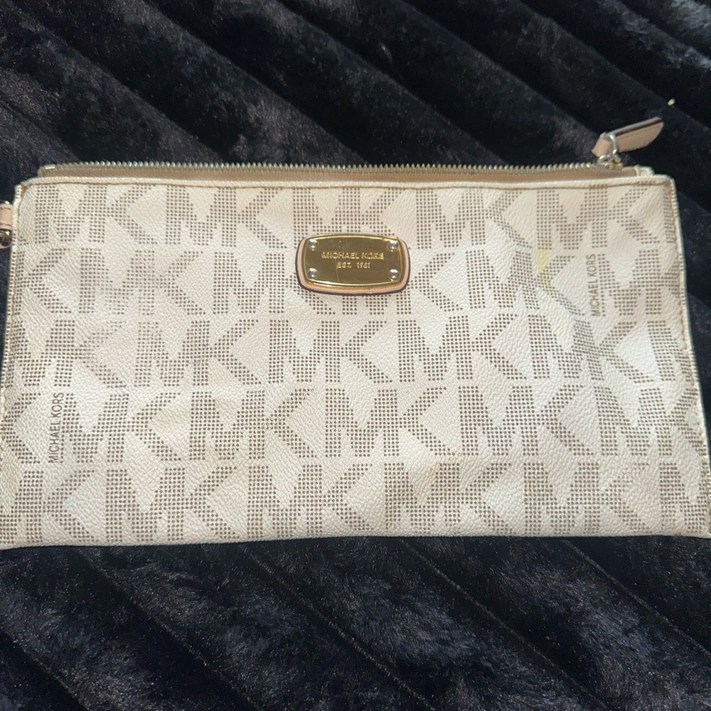 Michael Kors Beige Monogram Clutch